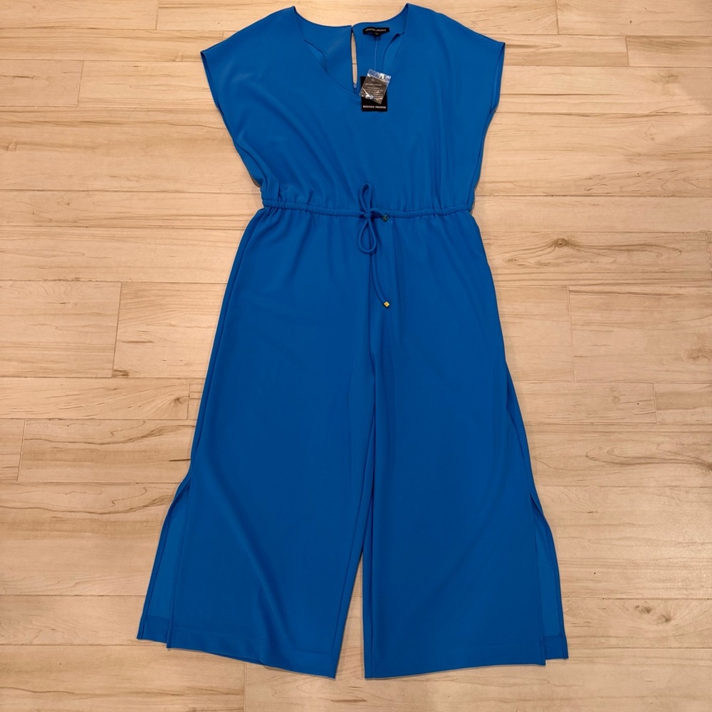 Boston Proper Vibrant Blue Capri Short Sleeve Jumpsuit Size XL NWT - Picture 6 of 12